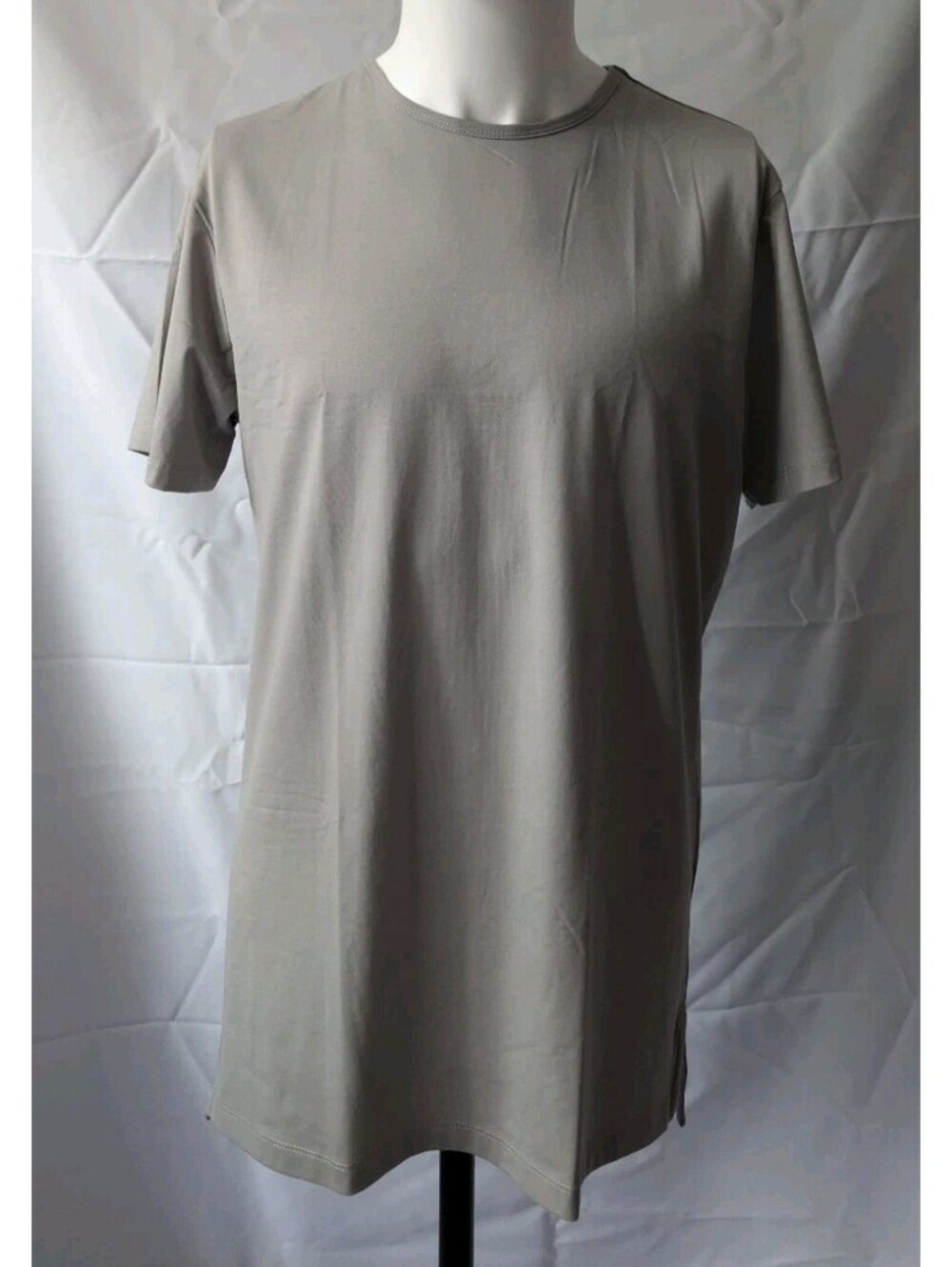 Cuts Split Hem Short Sleeve T Shirt Grey Large